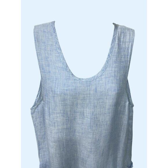 Flax By Jeanne Engelhart Blue Sleeveless Linen Tunic Dress W/ Pockets Womens M - Picture 7 of 7